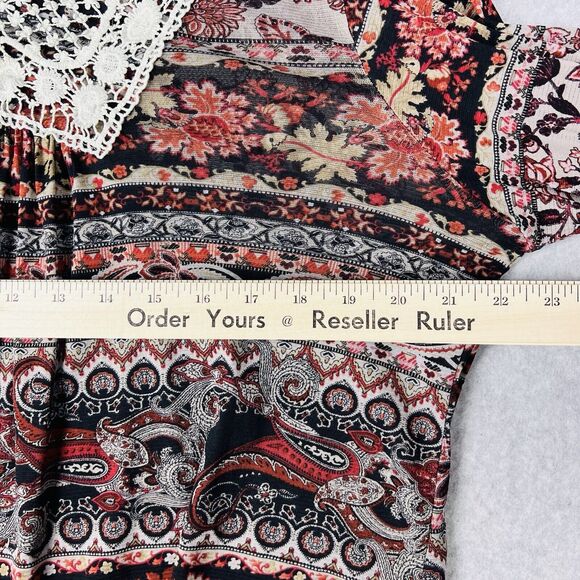 Unity World Wear Boho Top Womens XL Beige Crochet Neckline Flowy Cottagecore - Picture 9 of 15